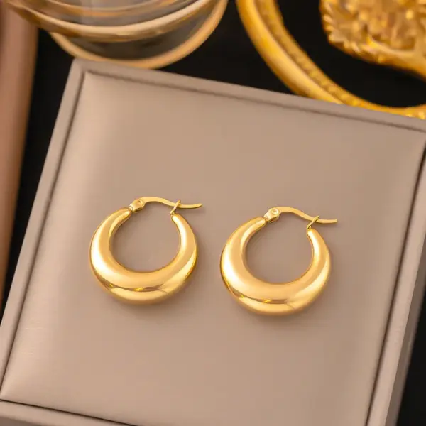 Wholesale PVD Coated Real Gold Plated Solid Color Titanium Steel Simple Style Waterproof Non Tarnish Ear Studs