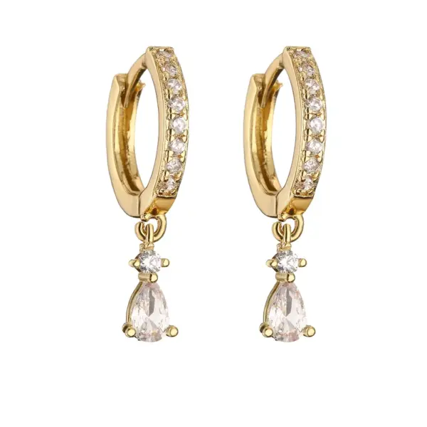 1 Pair Casual Elegant Vacation Water Droplets Plating Inlay Copper Zircon 18k Gold Plated Drop Earrings