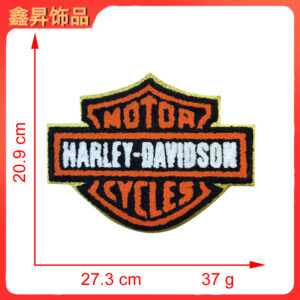 Heated hot melt glue*orange white*letter shield*harley-davidson*height 20.9*27.3cm
