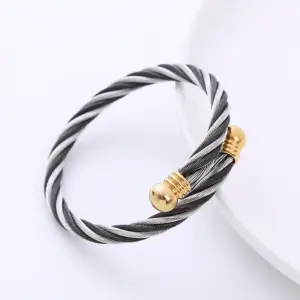 Black Gold Head / Wire Diameter: 6mm Bracelet Head: 9mm Inner Diameter: 55mm