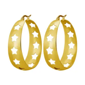 Five-Pointed Star Hollow Gold 40mm Pair