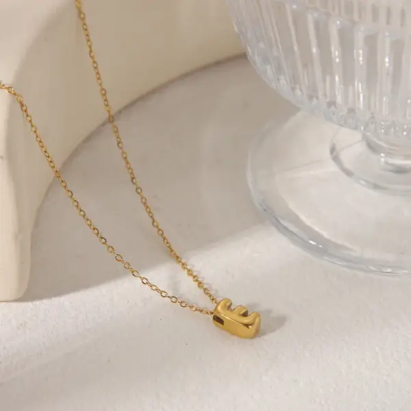 Wholesale Jewelry Simple Style Commute Letter 304 Stainless Steel 18K Gold Plated Pendant Necklace