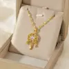 Wholesale 201 Stainless Steel Brass 18K Gold Plated Inlay Rainbow Star Flower Zircon Pendant Necklace
