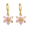 Wholesale 1 Pair Simple Style Flower Daisy Plating Inlay Copper Zircon 18k Gold Plated Drop Earrings