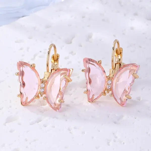 Wholesale 1 Pair Sweet Butterfly Plating Inlay Copper Zircon Gold Plated Earrings