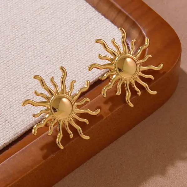 Wholesale 1 Pair Casual Vacation Streetwear Sun 304 Stainless Steel Imitation Gold Electroplating Ear Studs