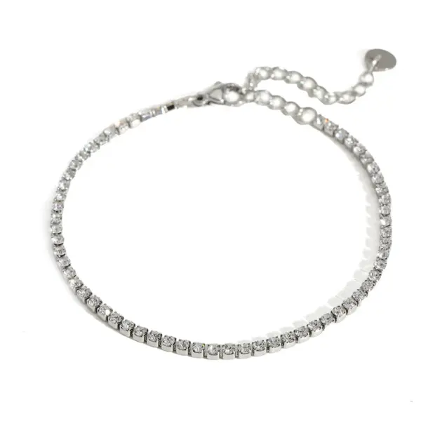 Wholesale Exquisite Stainless Steel 18K Gold Plated Zircon Full Diamond Chain Bracelet Luxury Minimalist Style Lobster Clasp Geometric Pattern