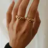 18K Real Gold Plated Gold Plated 304 Stainless Steel PVD Coated Inlay Rings