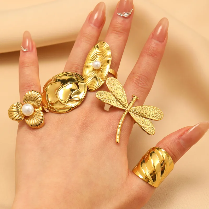 Wholesale Jewelry Vacation Classic Style Solid Color 304 Stainless Steel Plating Rings
