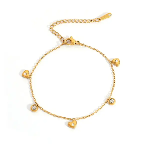 Wholesale Ins Style 304 Stainless Steel Four-Leaf Clover Heart Inlaid Diamond Starfish Evil Eye Minimalist Style Light Luxury Vacuum Electroplated 18K Real Gold Bracelet