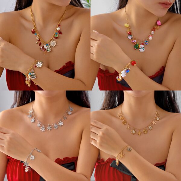 Wholesale Snowflake Reindeer Snowman Christmas Tree Necklace