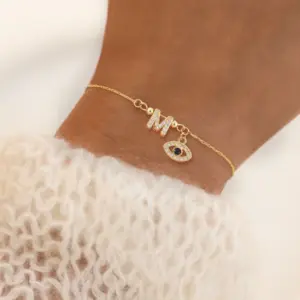 PVD Coated Real Gold Plated Letter Eye 201 Stainless Steel 304 Stainless Steel Copper Elegant Simple Style Classic Style Waterproof Non Tarnish 201 Stainless Steel Bracelets