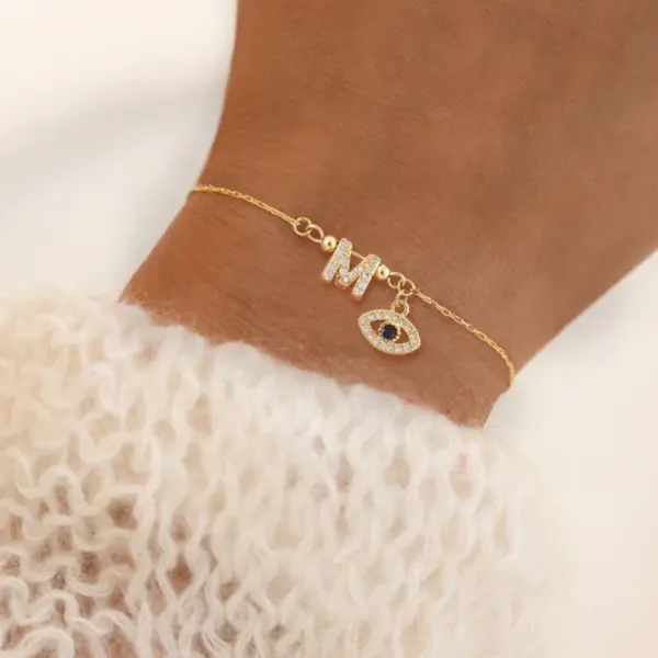 PVD Coated Real Gold Plated Letter Eye 201 Stainless Steel 304 Stainless Steel Copper Elegant Simple Style Classic Style Waterproof Non Tarnish 201 Stainless Steel Bracelets