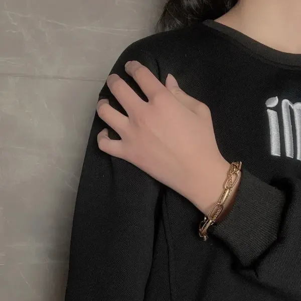 Wholesale PVD Coated 18K Gold Plated Geometric 304 Stainless Steel Waterproof Non Tarnish 304 Stainless Steel Bracelets