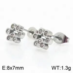 Steel Ribbon Rhinestone Earrings Ke106244-K