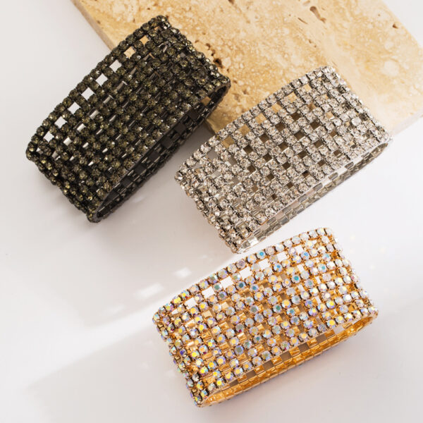 oly-dcd06f07b9b58a38f9be2cdc0d068e47 Wholesale Hollow Claw Chain Full Diamond Bracelet Multi-row Wide-brimmed Elastic Bracelet Internet Celebrity Same Style Fashion Bracelet Jewelry