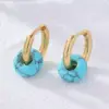 PVD Coated Gold Plated Round 304 Stainless Steel Natural Stone Retro Simple Style Waterproof Non Tarnish Earrings