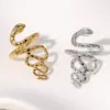 Wholesale PVD Coated Real Gold Plated 18K Gold Snake 304 Stainless Steel Elegant Simple Style Waterproof Non Tarnish Open Rings