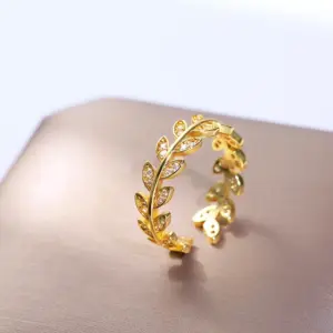Gold Wheat Zircon Ring