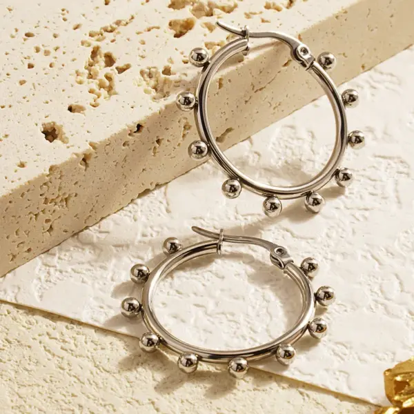 PVD Coated Real Gold Plated 18K Gold Geometric 304 Stainless Steel Simple Style Waterproof Non Tarnish Hoop Earrings