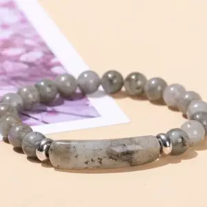 Natural White Glitter Stone Bridge Bracelet / 8mm Long Tube 10 * 39mm