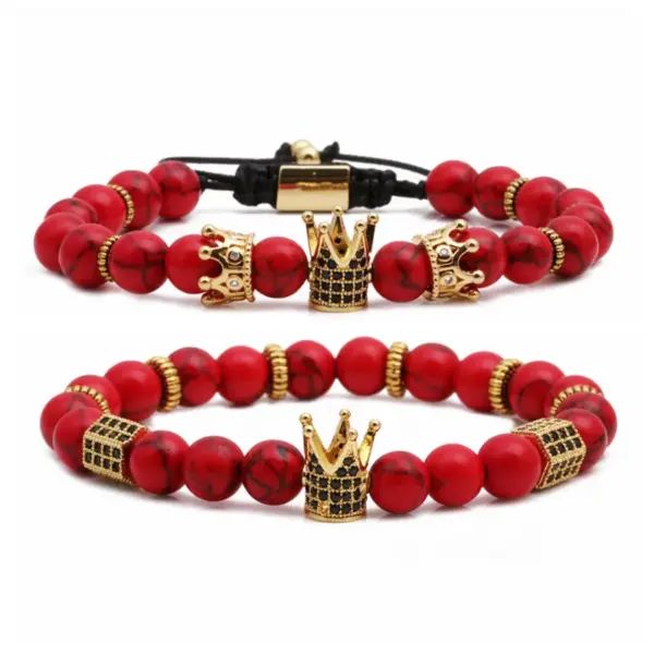 Wholesale Fashion Crown Copper Natural Stone Bracelet In Bulk