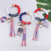 oly-dceaa6d8b3d2278e6ef7502c1bf6017d Wholesale New American Independence Day Wrist Keychain Pendant Leather PU Tassel DIY Beaded Bracelet Key Ring Accessories