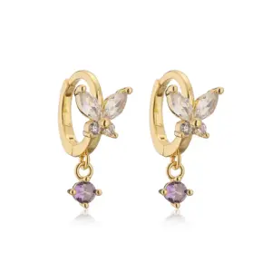 Gold Purple Diamond 1 Pair