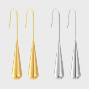 Wholesale 1 Pair Simple Style Water Droplets Plating 304 Stainless Steel 18K Gold Plated Drop Earrings