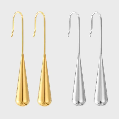 Wholesale 1 Pair Simple Style Water Droplets Plating 304 Stainless Steel 18K Gold Plated Drop Earrings