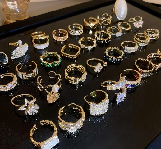 Fashion Rabbit Heart Shape Flower Copper Plating Inlay Shell Zircon Open Ring 1 Piece