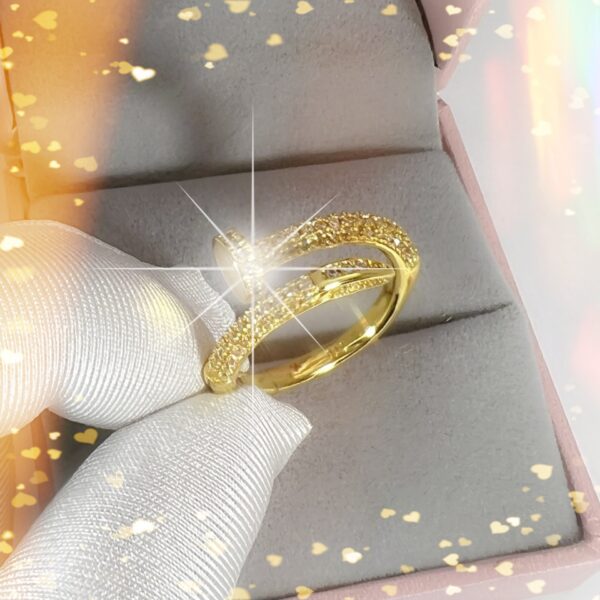 Wholesale Creative Luxury Full Diamond Geometry Ring Elegant Internet Celebrity Trendy Hot Sale Open Surrounding Diamond Zircon Ring