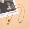 Wholesale Jewelry Casual Modern Style Simple Style Letter 304 Stainless Steel 18K Gold Plated Handmade Polishing Snake Chain Pendant Necklace