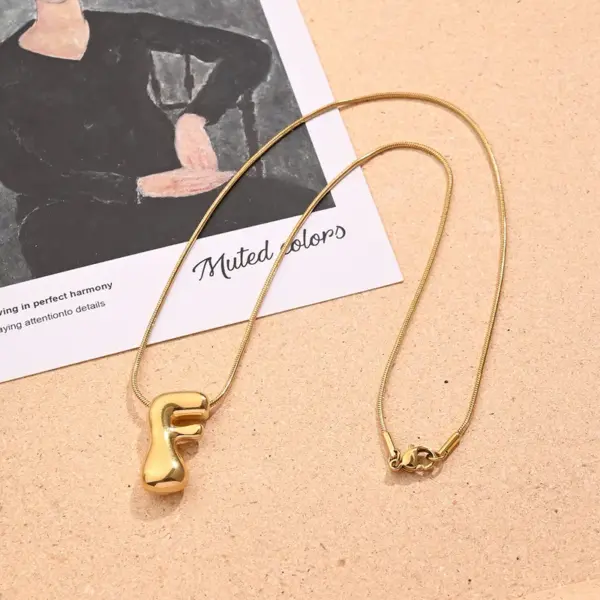 Wholesale Jewelry Casual Modern Style Simple Style Letter 304 Stainless Steel 18K Gold Plated Handmade Polishing Snake Chain Pendant Necklace