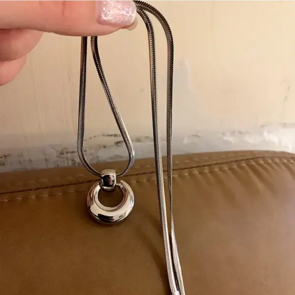 Wholesale Casual Geometric Titanium Steel Polishing Pendant Necklace