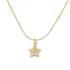Wholesale Jewelry Elegant Sweet Simple Style Pentagram Heart Shape Bee Copper Zircon 18K Gold Plated Enamel Inlay Pendant Necklace