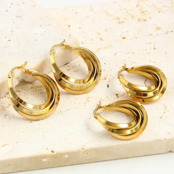 Wholesale 1 Pair Vacation Simple Style Geometric Plating 304 Stainless Steel 18K Gold Plated Earrings