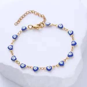 Wholesale PVD Coated 18K Gold Plated Devil'S Eye 304 Stainless Steel Fashion Waterproof Non Tarnish 304 Stainless Steel Bracelets