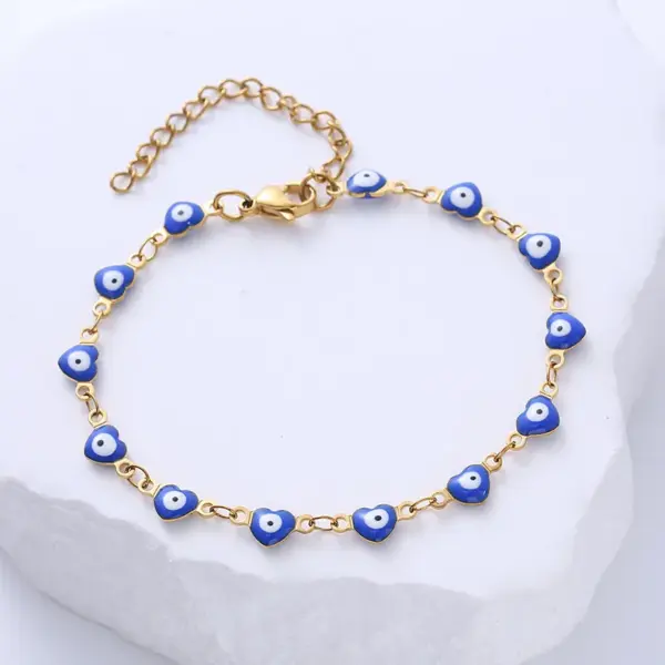 Wholesale PVD Coated 18K Gold Plated Devil'S Eye 304 Stainless Steel Fashion Waterproof Non Tarnish 304 Stainless Steel Bracelets