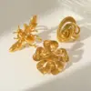 Wholesale Jewelry Retro Exaggerated Artistic Flower Bee Spiral 304 Stainless Steel 18K Gold Plated Plating Open Rings