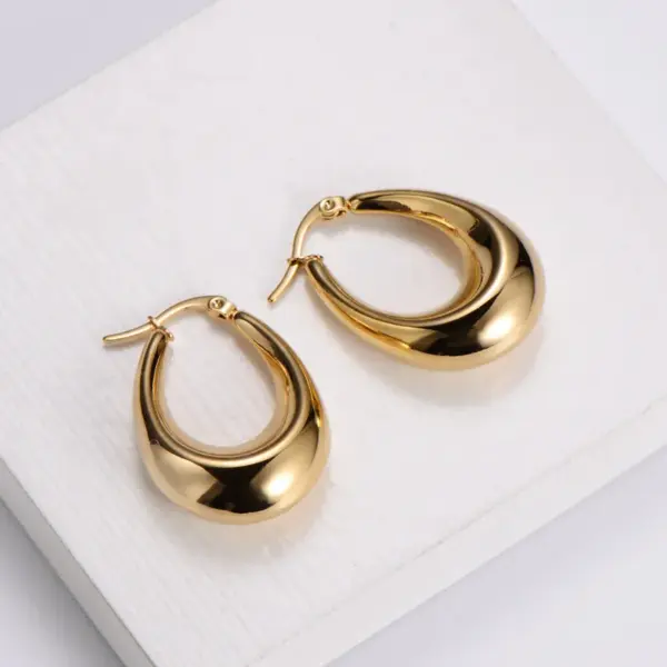 Wholesale PVD Coated 18K Gold Plated Water Droplets Stainless Steel French Style Waterproof Non Tarnish Earrings