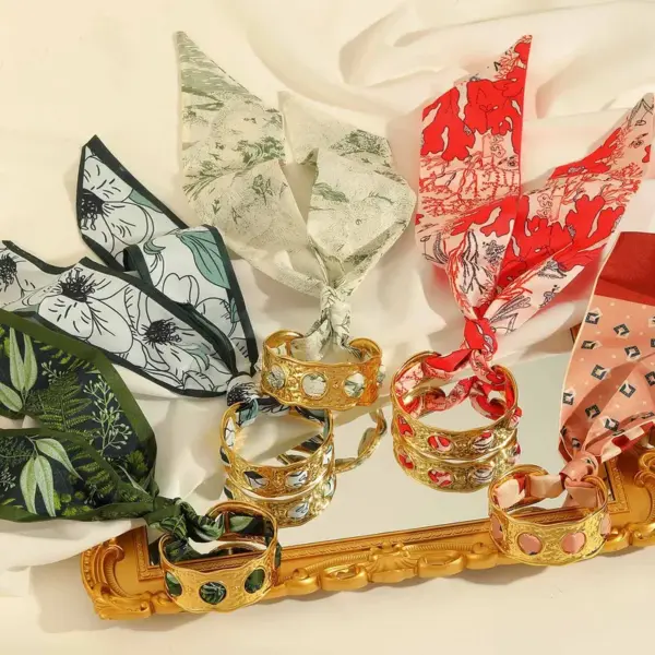 Elegant Handmade Romantic Leaf Flower Butterfly 304 Stainless Steel Bandana 18K Gold Plated Silk f Cord DIY Jewelry Aessories In Bulk