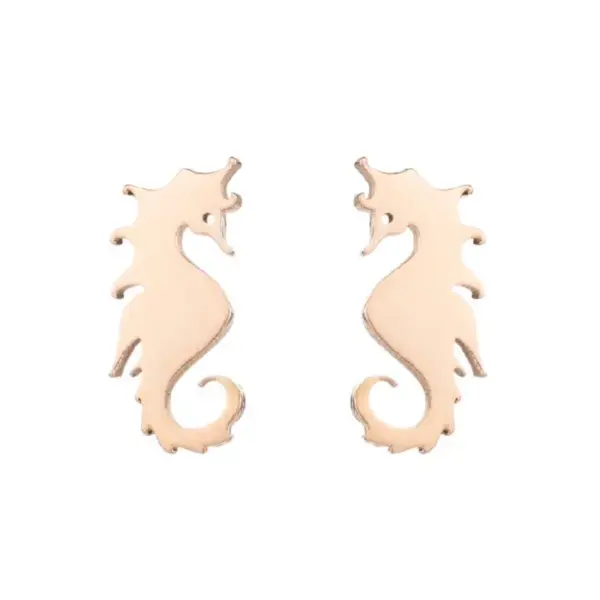 Wholesale PVD Coated 18K Gold Real Gold Plated Hippocampus 304 Stainless Steel Fashion Waterproof Non Tarnish Ear Studs