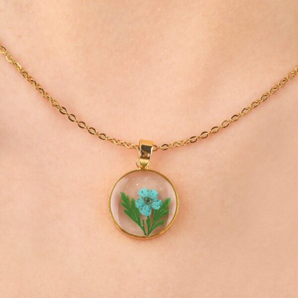 Wholesale Birthday Flower Plant Specimen Resin Dry Flower Necklace