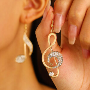 Wholesale European and American Amazon elegant temperament zircon note stud earrings cross-border eaby creative asymmetric fashion earrings