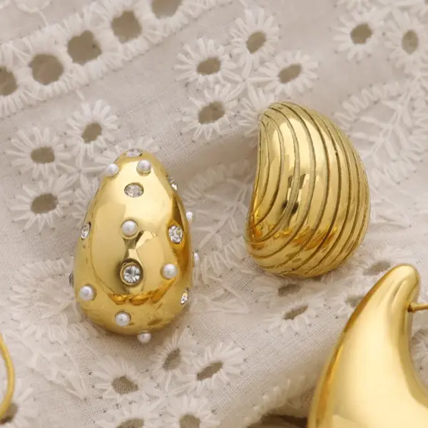 304 Stainless Steel Water oplets PVD Coated 18K Gold Real Gold Plated Retro Roman Style Waterproof Non Tarnish Plating Ear Studs