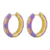 Wholesale 1 Pair Elegant Sweet Pastoral Flower Enamel Plating Copper 18k Gold Plated Earrings