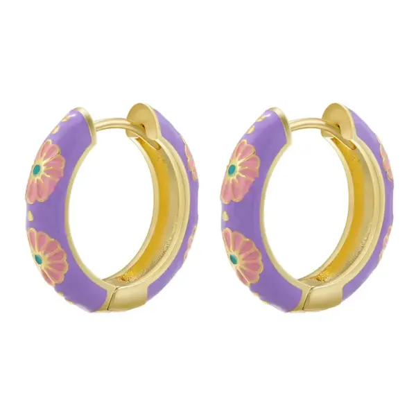 Wholesale 1 Pair Elegant Sweet Pastoral Flower Enamel Plating Copper 18k Gold Plated Earrings