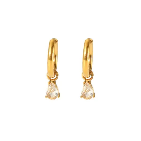 PVD Coated Real Gold Plated Water Droplets Heart Shape Rectangle 304 Stainless Steel Vintage Style Waterproof Non Tarnish Drop Earrings