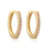 Wholesale Fashion Simple Copper Inlaid Color Diamond Round Ear Clip Earrings Women's Style Ring Light Luxury Earrings Factory Wholesale